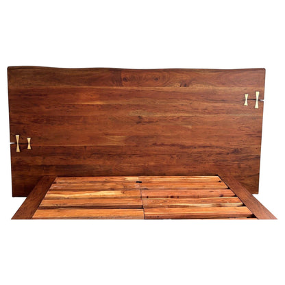 American Organic Modern Live-Edge Queen Platform Bed with Brass Inlays — detail view 4