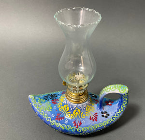 Aladdin Stylish Handmade Blue Ceramic Turkish Oil Lamp