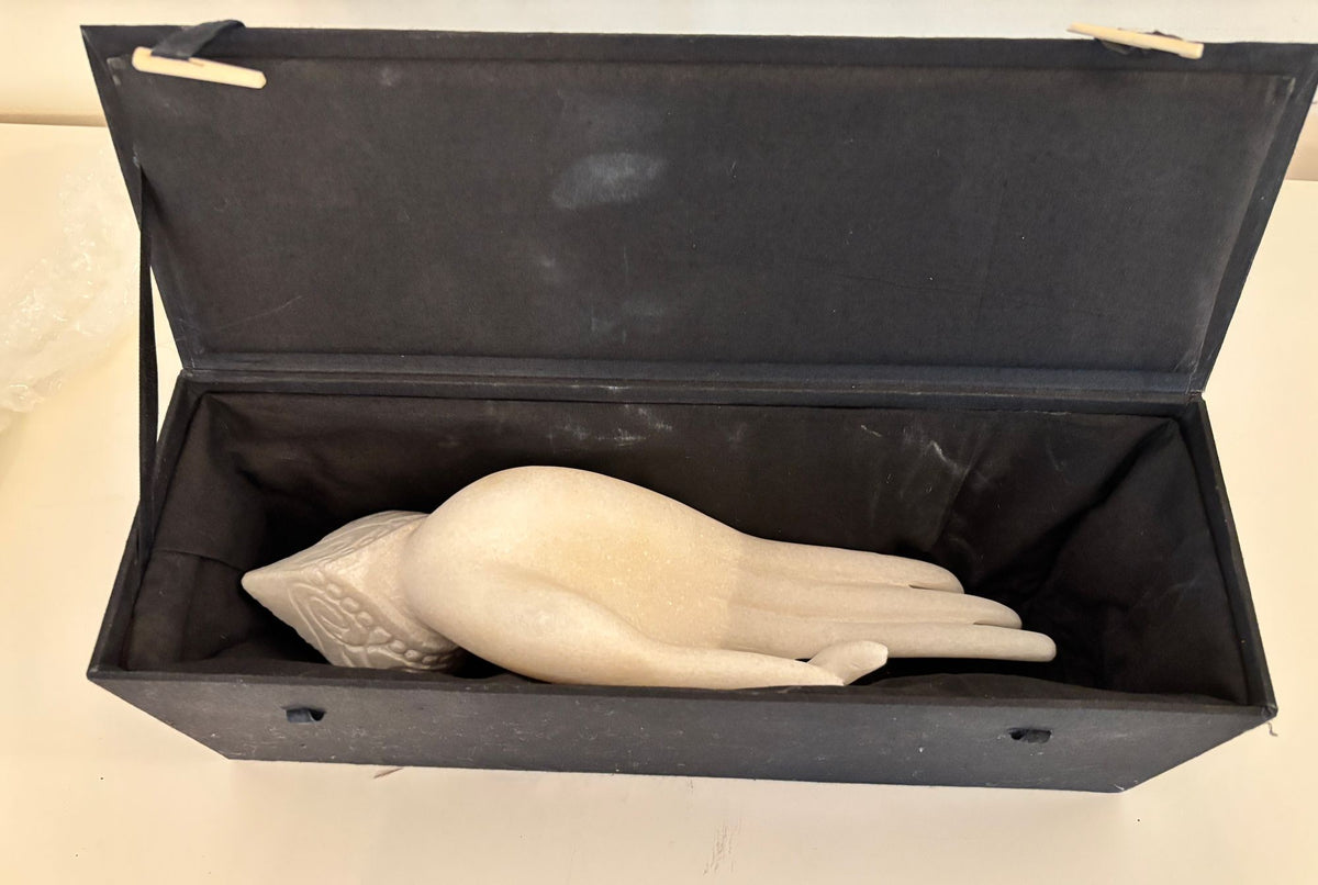 Vintage Alabaster Gyan Mudra Buddha Meditation Hand Sculpture in Box