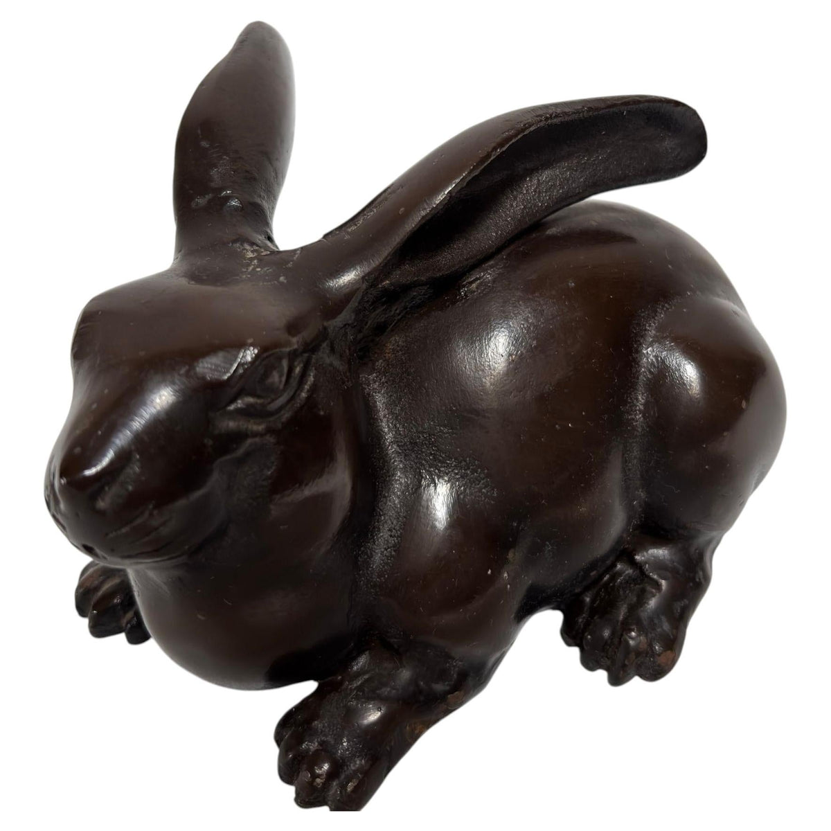 Mid-20th Century Japanese Hand Cast Bronze Rabbit Sculpture — Japan