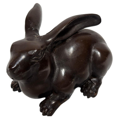 Mid-20th Century Japanese Hand Cast Bronze Rabbit Sculpture — Japan