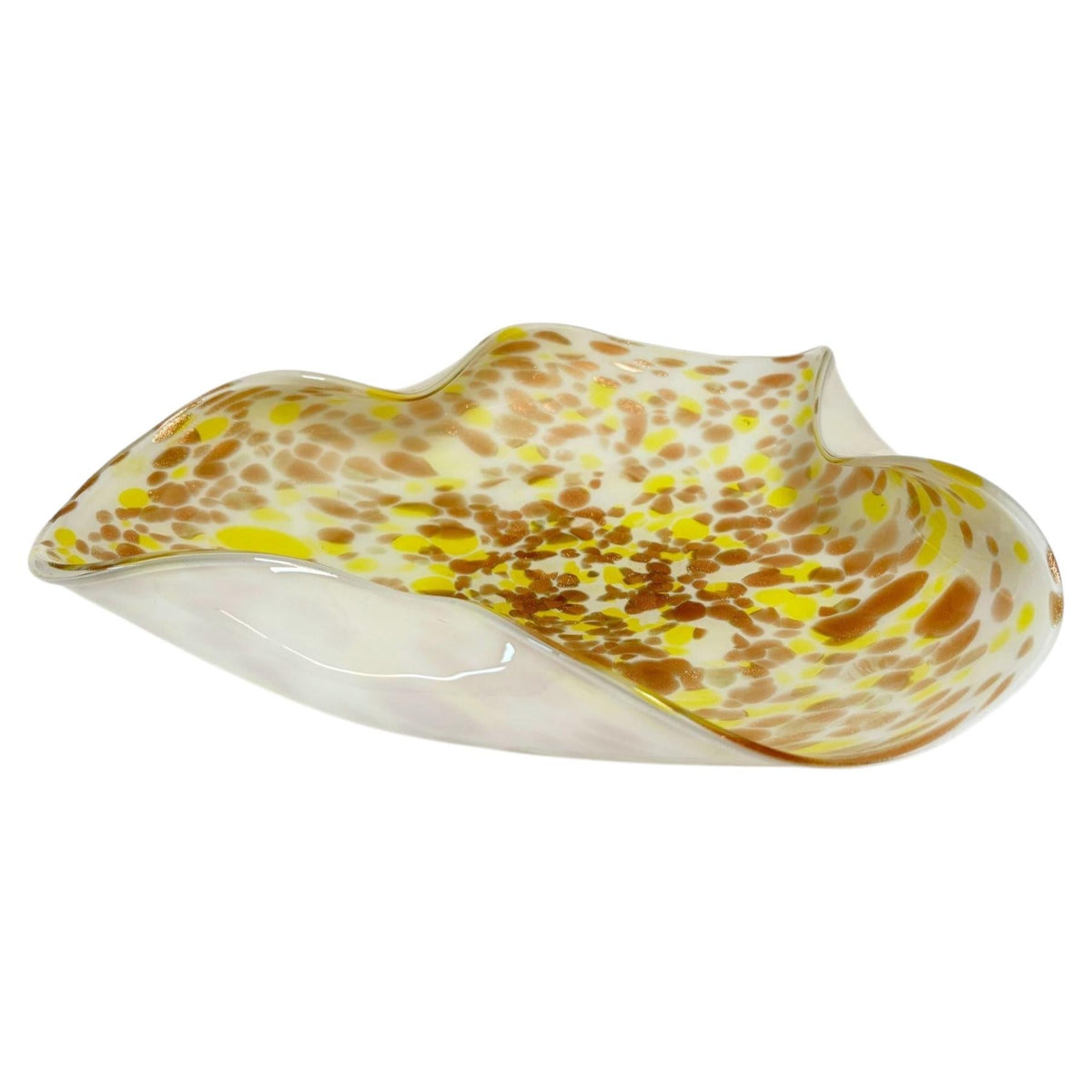Large Murano Gold Aventurine Art Glass Bowl Flower Form Italy 1950s — additional view 9