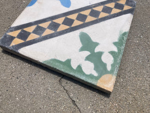 Moroccan Hand-Painted Cement Tile with Traditional Fez Design
