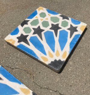 Moroccan Encaustic Cement Tile with Moorish Fez Design