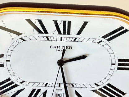 Cartier Paris Accordion Clock with Date and White Roman Numeral Dial Circa 1980 — detail view 11