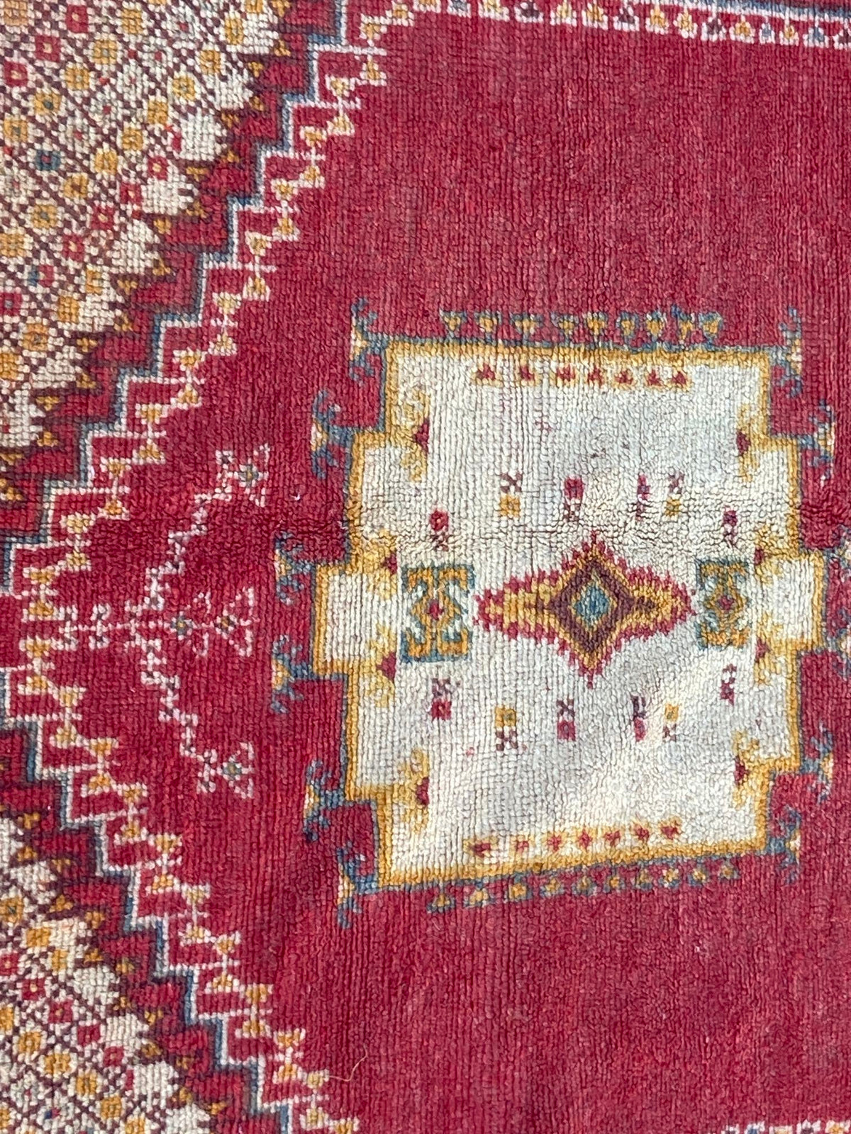 Vintage Moroccan Boujad Tribal Rug, Hand-Woven Wool by Berber Artisans