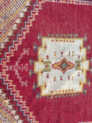 Moroccan Vintage Boujad Berber Tribal Rug 1960s