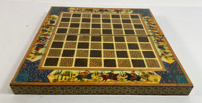 Vintage Persian Micro Mosaic Chess Box, Handcrafted Fruitwood, 1950s