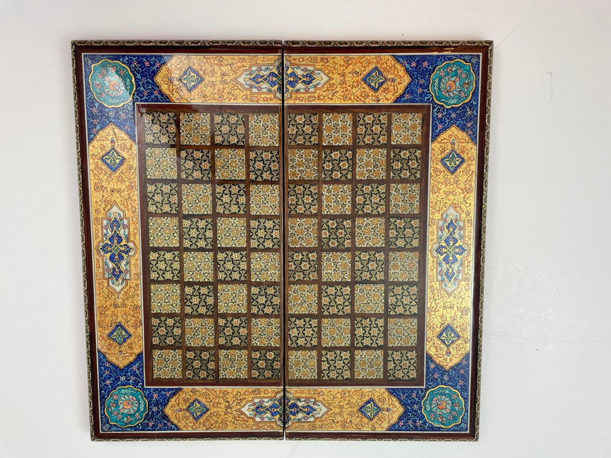Moorish Persian Inlaid Micro Mosaic Backgammon and Chess Board