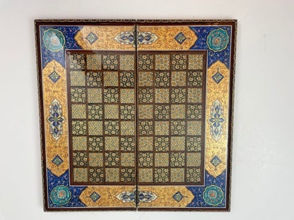 Moorish Persian Inlaid Micro Mosaic Backgammon and Chess Board