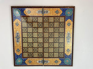 Moorish Persian Inlaid Micro Mosaic Backgammon and Chess Board