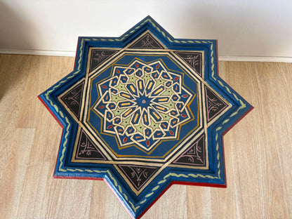 Moroccan Moorish Star Shape Blue Side Table 1960s