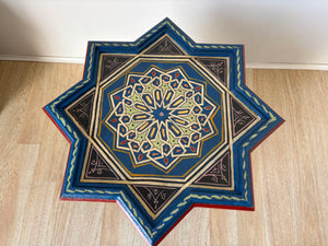 Moroccan Moorish Star Shape Blue Side Table 1960s