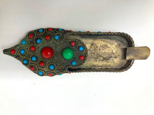 Vintage Metal Aladdin Moroccan Slipper Shoe Ashtray with Beads 1950