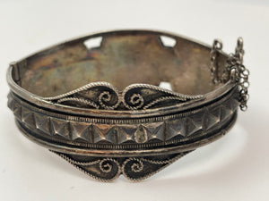 Antique Moorish North African Silver Cuff Bracelet