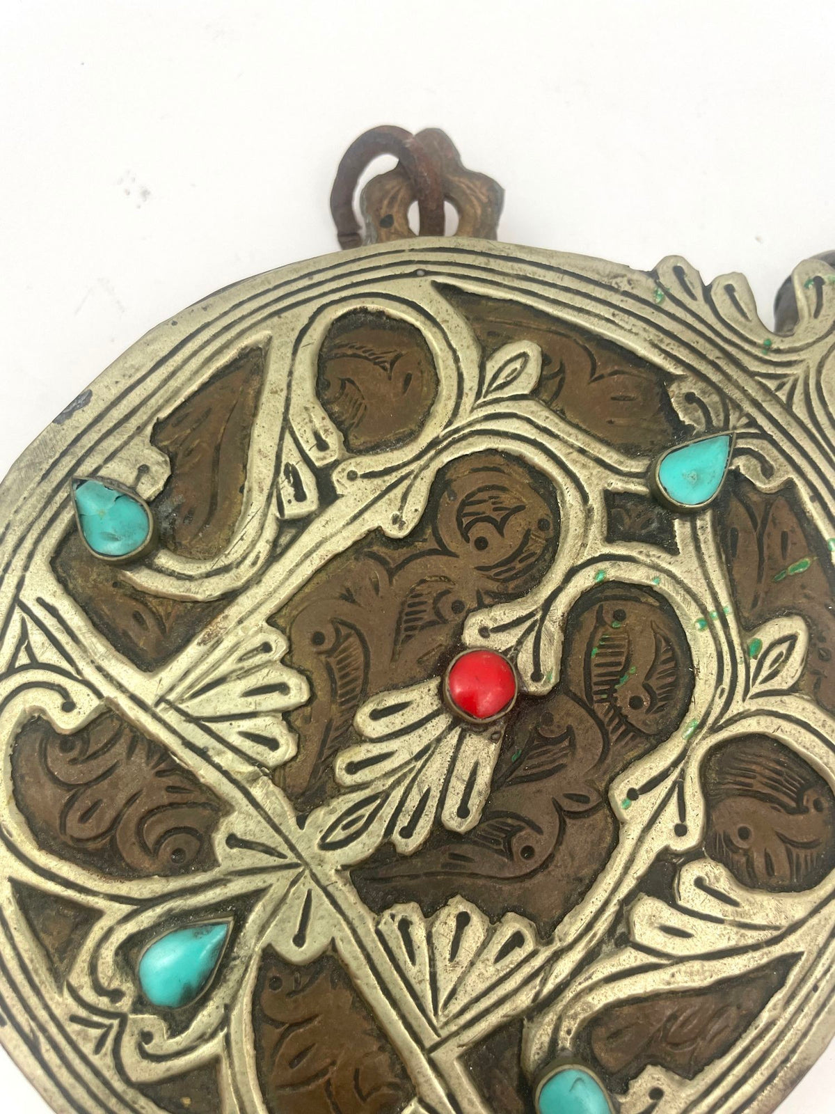 Antique Islamic Arabic Powder Flask, Handcrafted Brass, Morocco, 1920s
