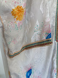 Vintage Moroccan Kaftan White Floral Design Circa 1970