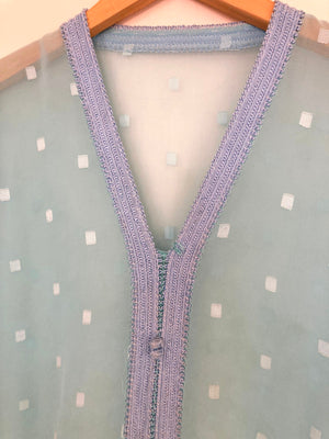 Vintage Moroccan Kaftan in Turquoise Cheer Fabric