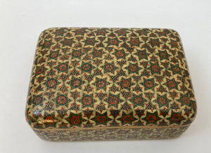 Vintage Middle Eastern Wooden Khatam Indo Persian Islamic Box 1950