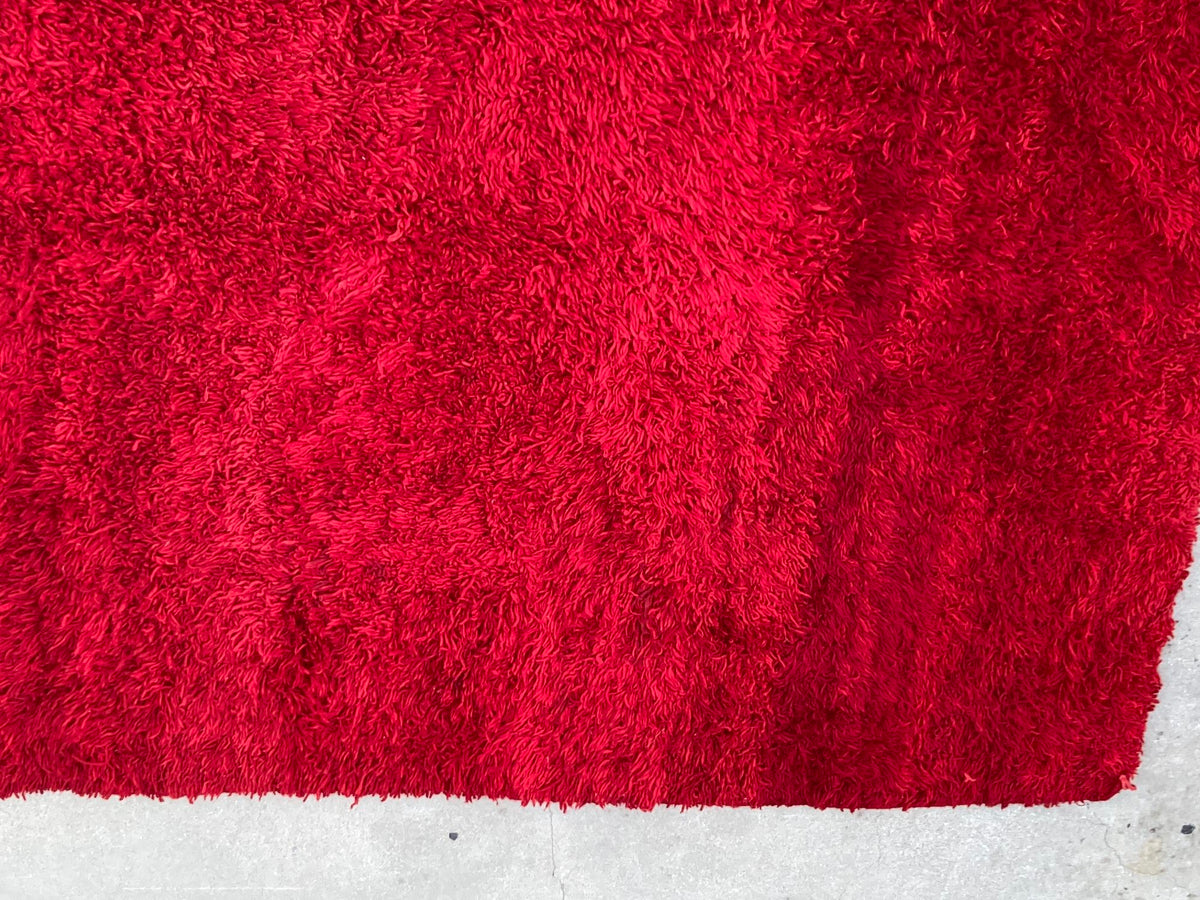 Vintage Moroccan Berber "Bed of Roses" Red Wool Rug, Handwoven, 1960s