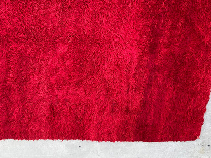 Vintage Moroccan Berber "Bed of Roses" Red Wool Rug, Handwoven, 1960s
