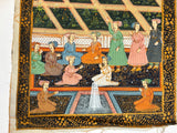 Mughal Court Scene on Silk After a 19th Century Indo-Persian Palace Painting