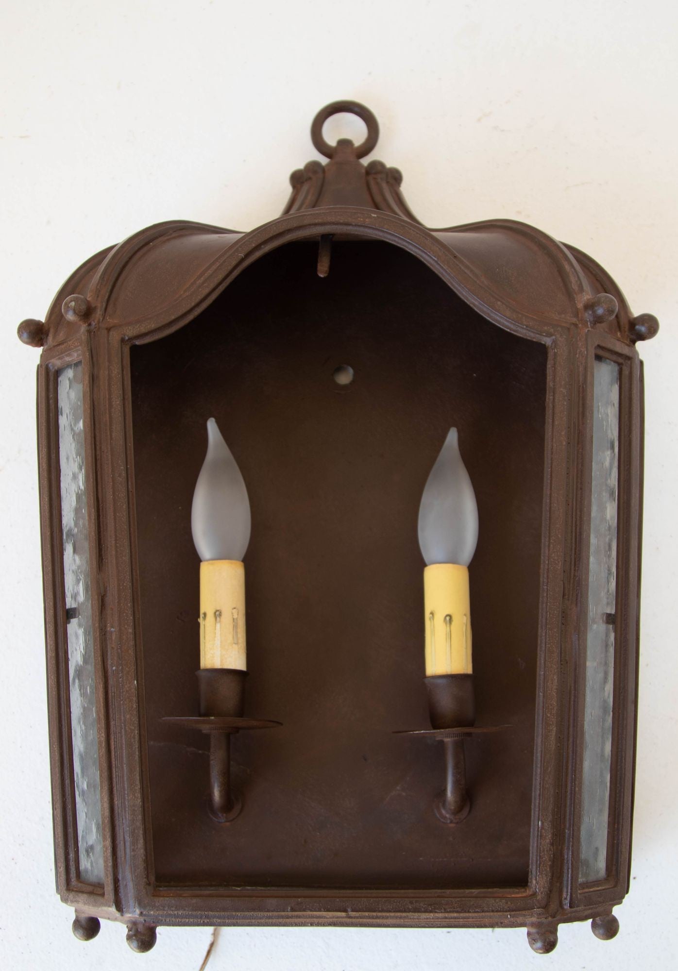 Iron Wall Lantern Antique Rust with Glass 1 of 6 for Outdoor European Style