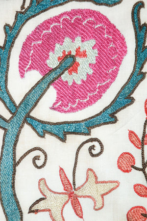 19th C. Suzani Bukhara Uzbekistan Antique Embroidered Islamic Art Textile Susani