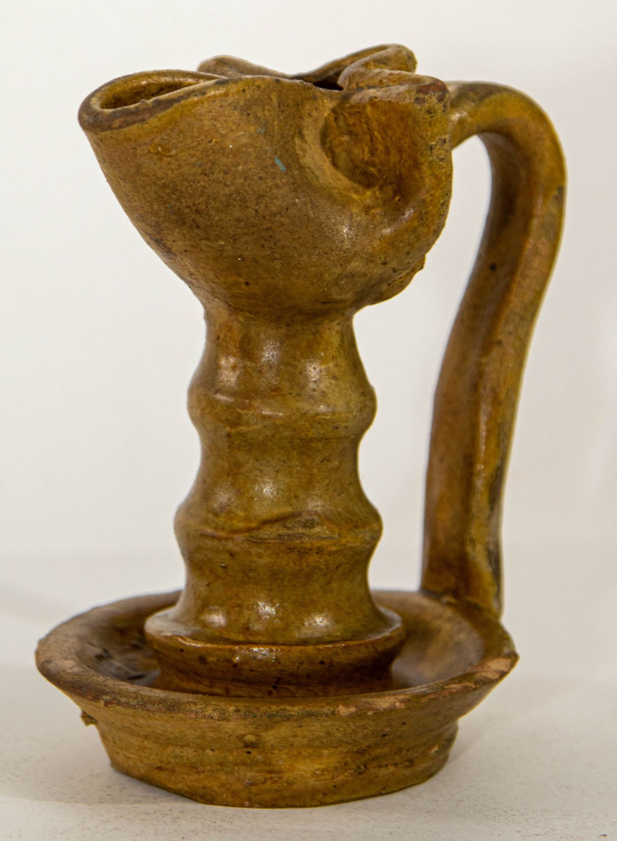 Antique Islamic Persian Nishapur Style Ceramic Glazed Oil Lamp
