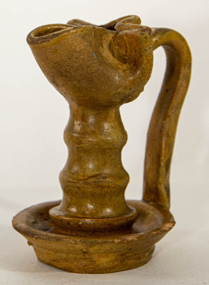 Antique Islamic Persian Nishapur Style Ceramic Glazed Oil Lamp