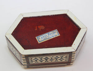 Moorish White hexagonal Box with Inlaid Mosaic Marquetry