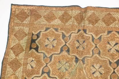 Antique Islamic Art Ottoman Metallic Threads Arched Fragment Textile 19th c.