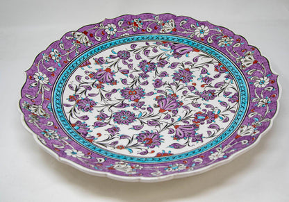 Turkish Kütahya Pottery Hand Painted Wall Hanging Plate with Iznik Pattern 1950s — additional view 3