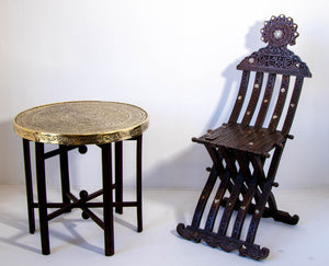 Moorish Islamic Brass Tray Table Spain 1920s