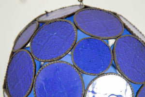 Vintage Moroccan Royal Blue Moorish Glass Orb Glass Lantern