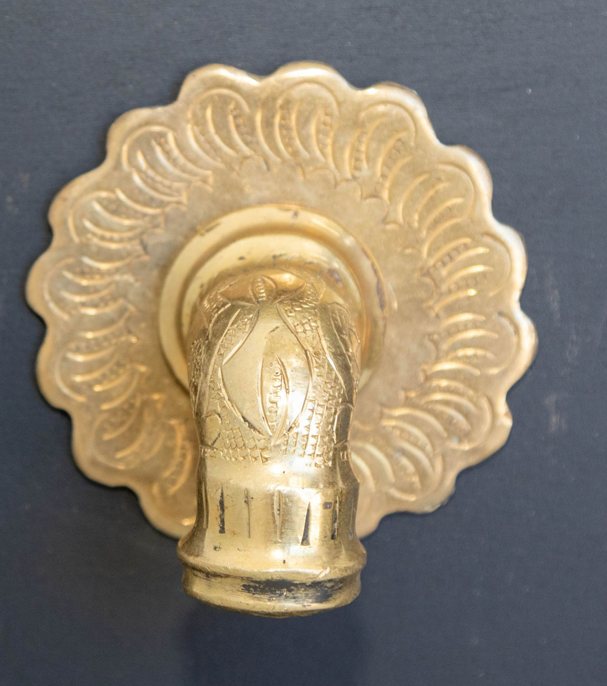Vintage Moroccan Brass Fountain Faucet with Engraved Moorish Design