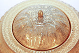 Vintage Gold Tone Islamic Moorish Roll Top Caviar Footed Dish Server 1960s
