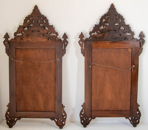 Damascene Moorish Bone Inlaid Mirrors With Floral Motif 52" H. A Pair