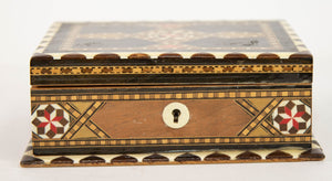 Moorish Wood Box Islamic Marquetry Mosaic Art Granada Spain Khatam Decor 1940s