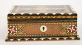 Moorish Wood Box Islamic Marquetry Mosaic Art Granada Spain Khatam Decor 1940s