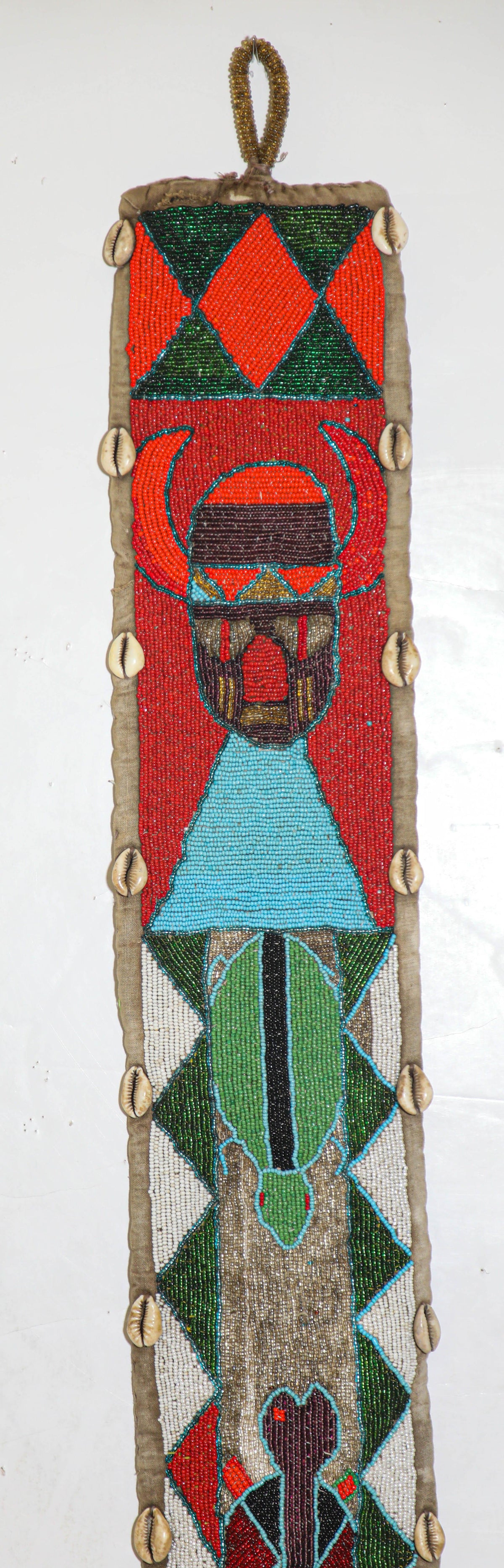 African Yoruba Diviner's Red Beaded Panel Sash 1950 — additional view 3