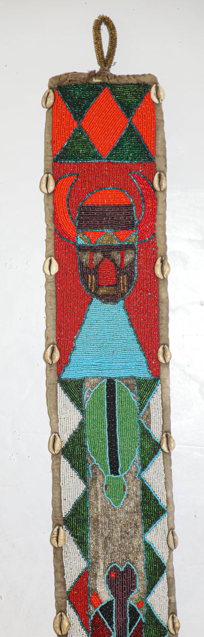 African Yoruba Diviner's Red Beaded Panel Sash 1950 — additional view 3