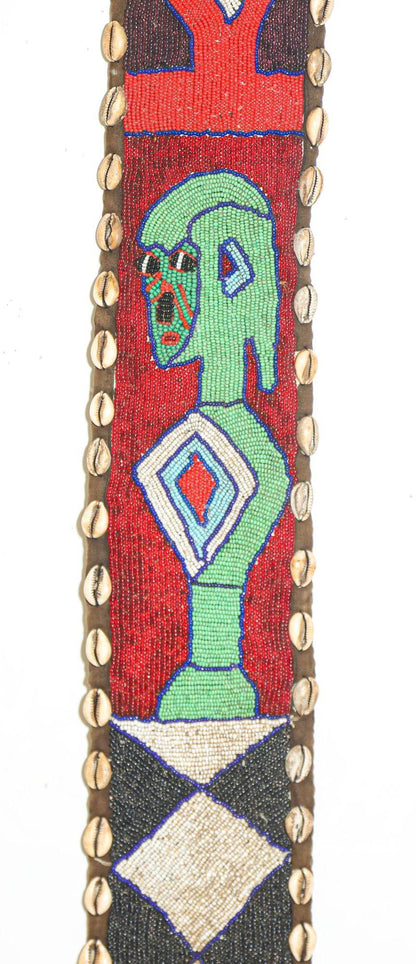 African Yoruba Diviner's Red Beaded Sash Panel 1950 — additional view 3