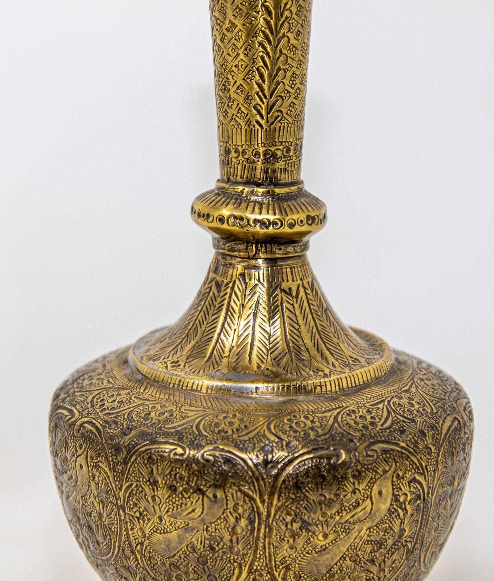 Antique Islamic Persian Brass Etched Vase 19th c.
