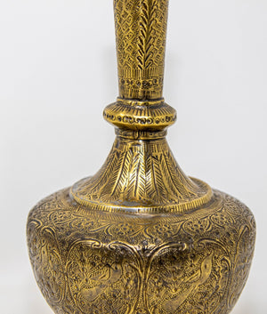 Antique Islamic Persian Brass Etched Vase 19th c.