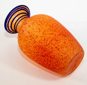 Orange Italian Blown Art Glass Murano Vase Frosted Glass