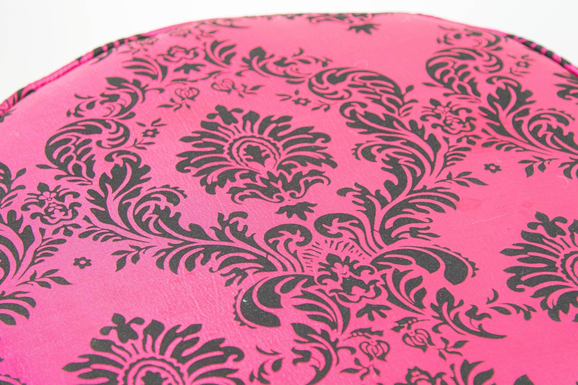 Moroccan Art Deco Boho Style Pouf in Hot Fuchsia Color