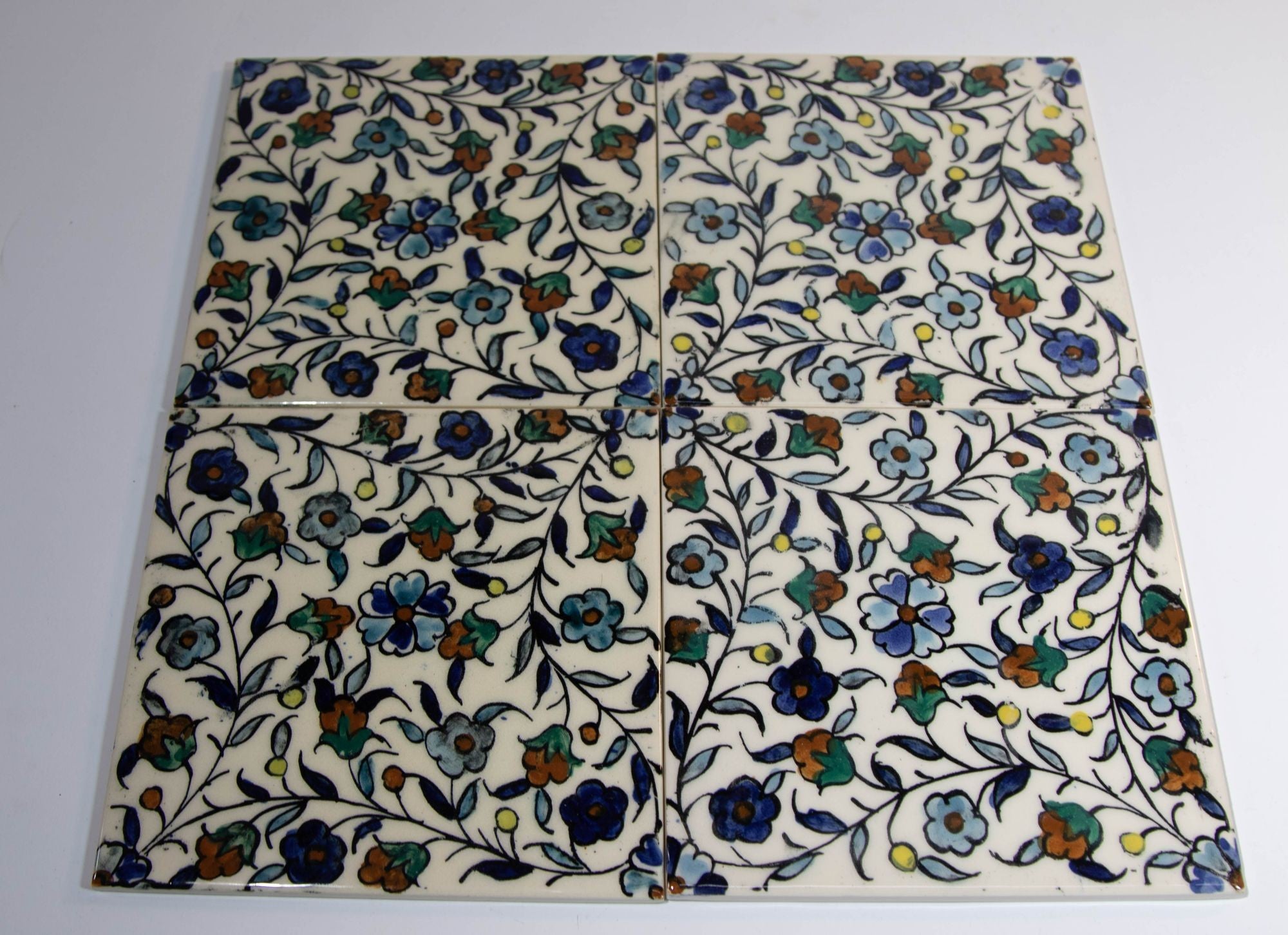 Vintage Iznik Islamic Porcelain Tiles Hand painted Set of 35 Tiles