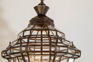 Vintage Moroccan Clear Glass Lantern Moorish Granada Spanish Style