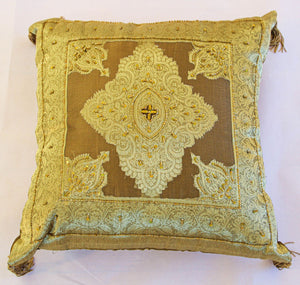 Gold Moorish throw Pillows Embellished with Sequins and Beads a Pair